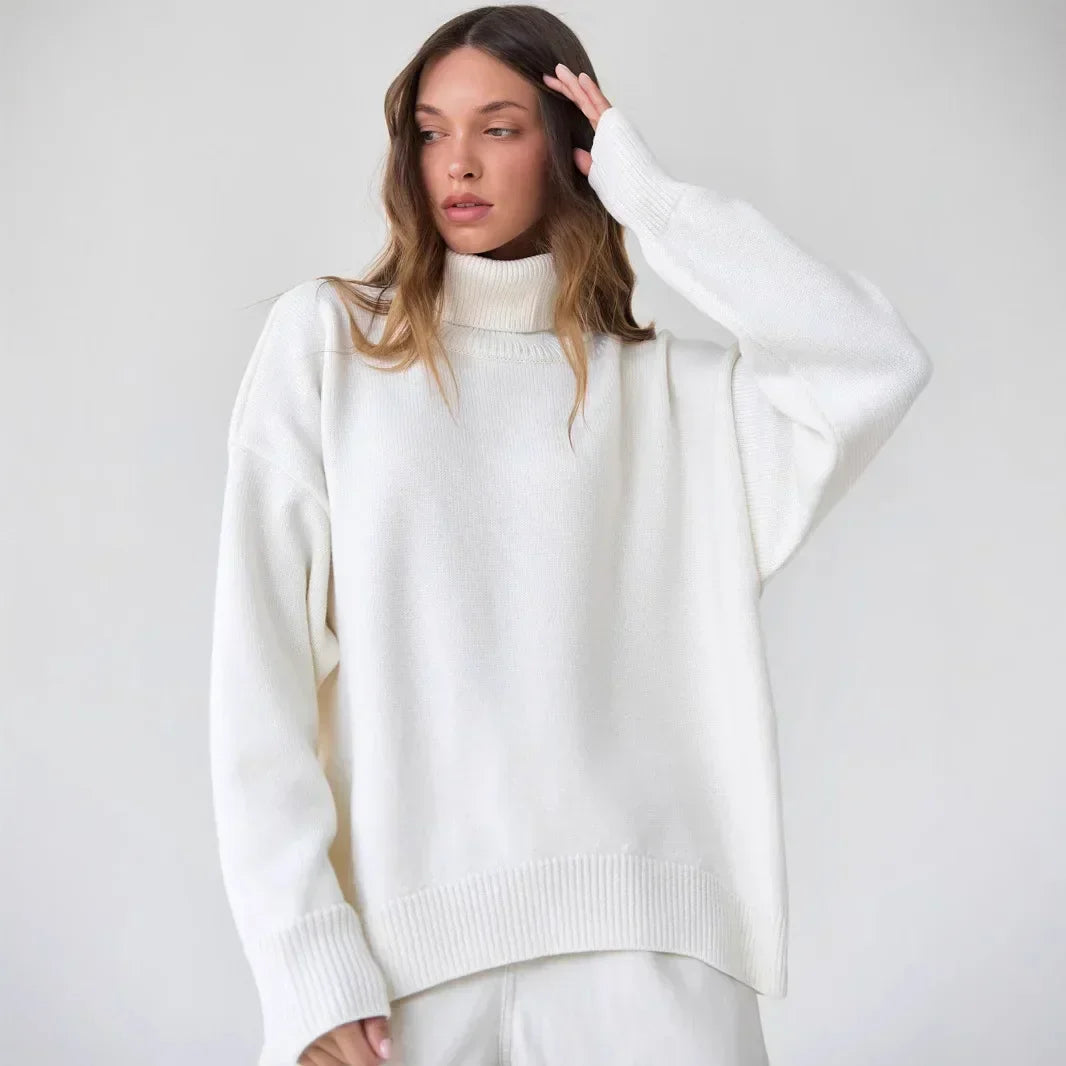 Damen Rollkragenpullover Regular Fit Freizeit weich