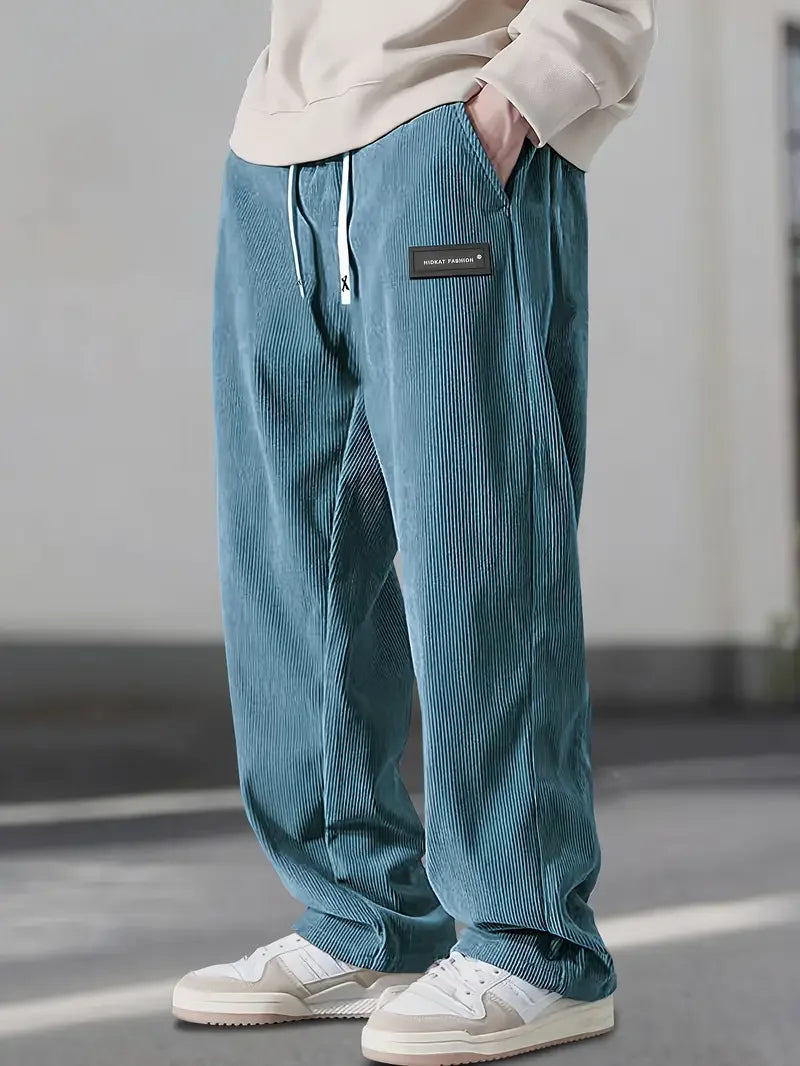 Herren Hose mit gerippter Struktur, lockere Passform