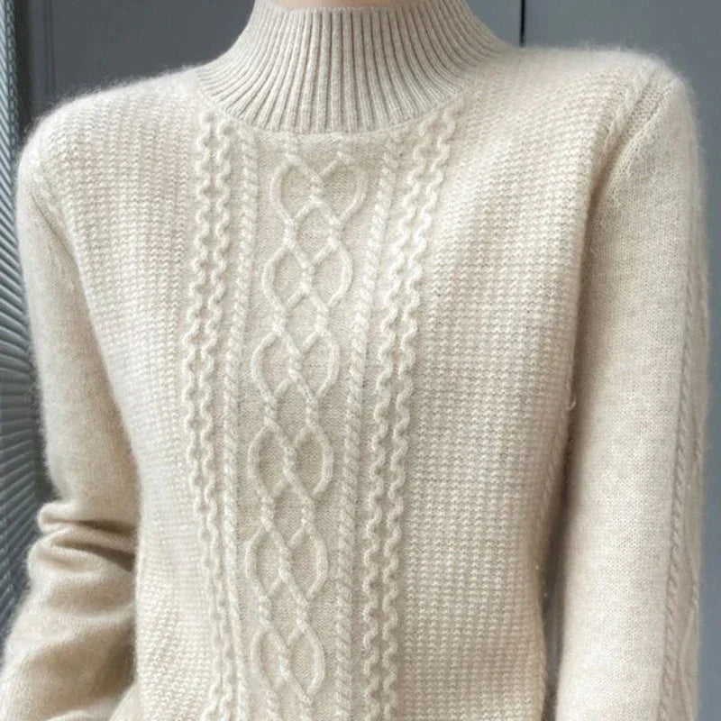 Damen Rollkragenpullover Regular Fit mit Musterdesign
