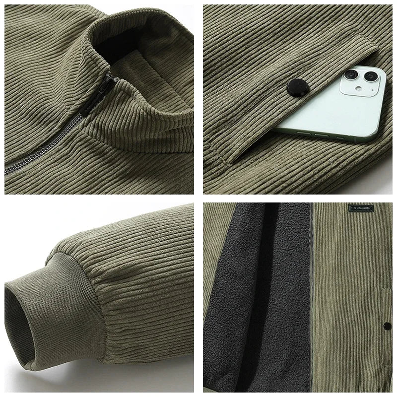 Cordjacke Damen Regular Fit Freizeit mit Fleecefutter