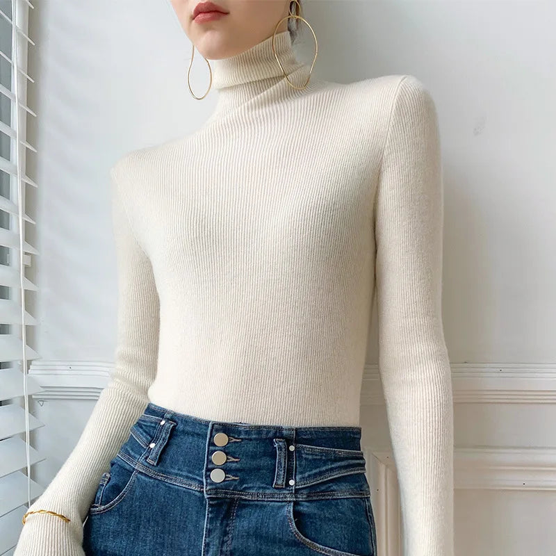 Damen Rollkragenpullover Slim Fit Winter