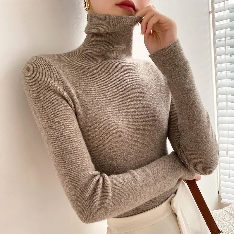 Damen Rollkragenpullover Slim Fit Winter