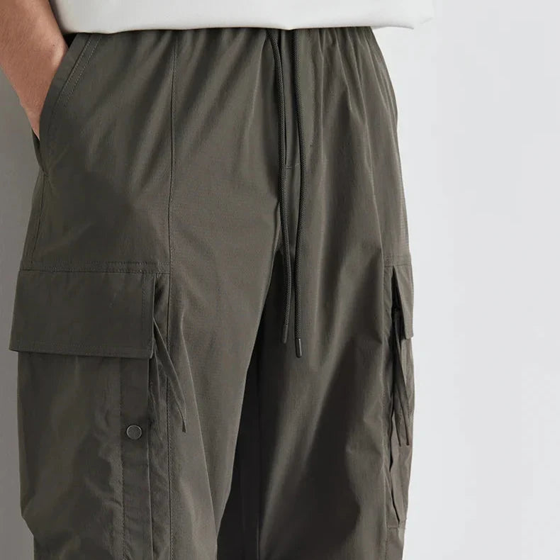 Herren Cargo-Hose mit Kordelzugbund, leichtes Material