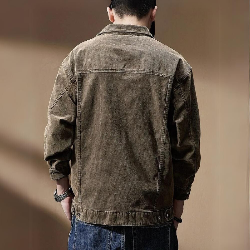 Cord-Jacke Herren Regular Fit Freizeit Khaki