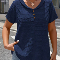 Damen V-Ausschnitt-Top Relaxed Fit mit Knopfdetails
