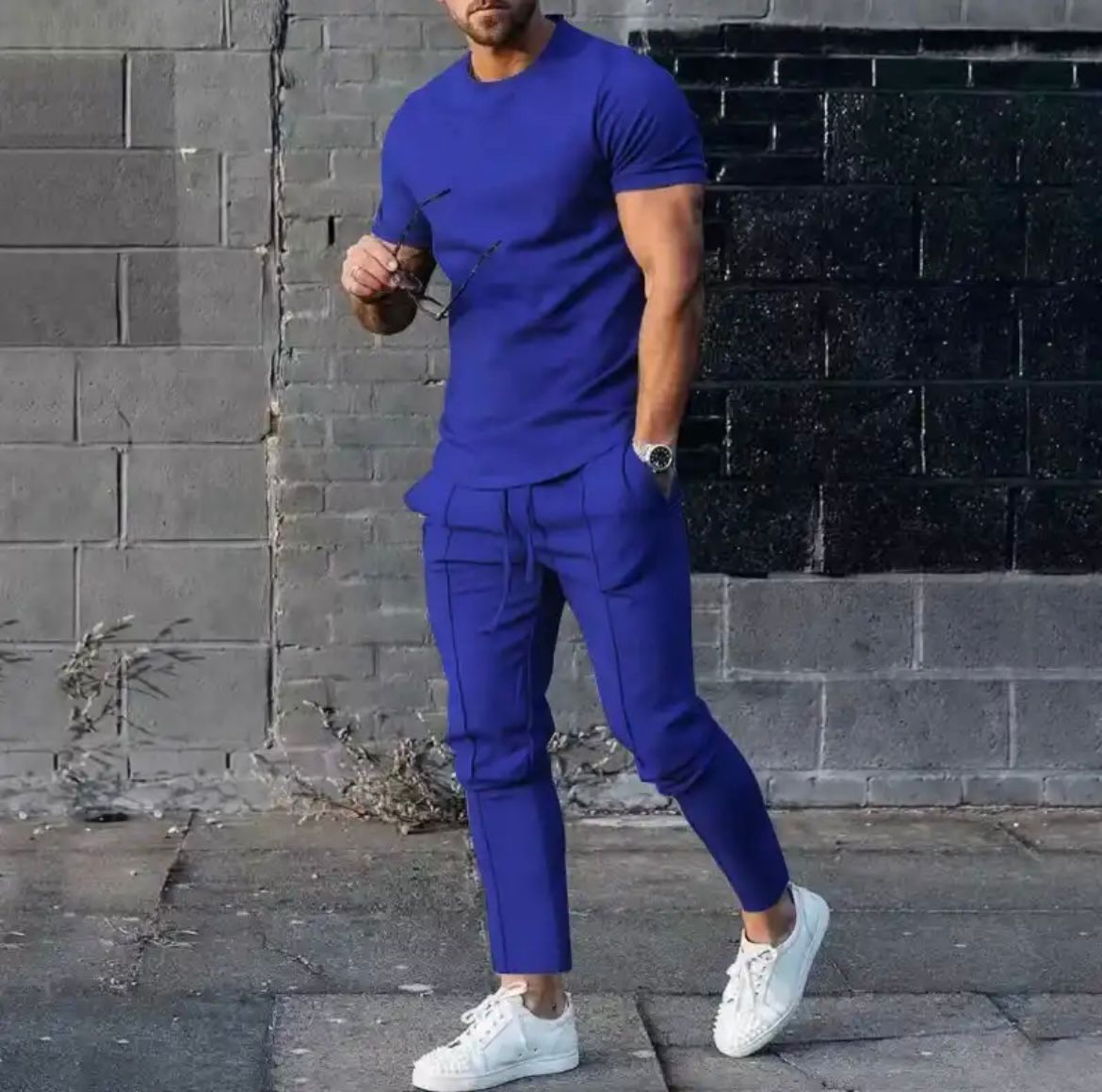Herren Freizeit Set – Zweiteiler mit T-Shirt & Hose im modernen Slim Fit