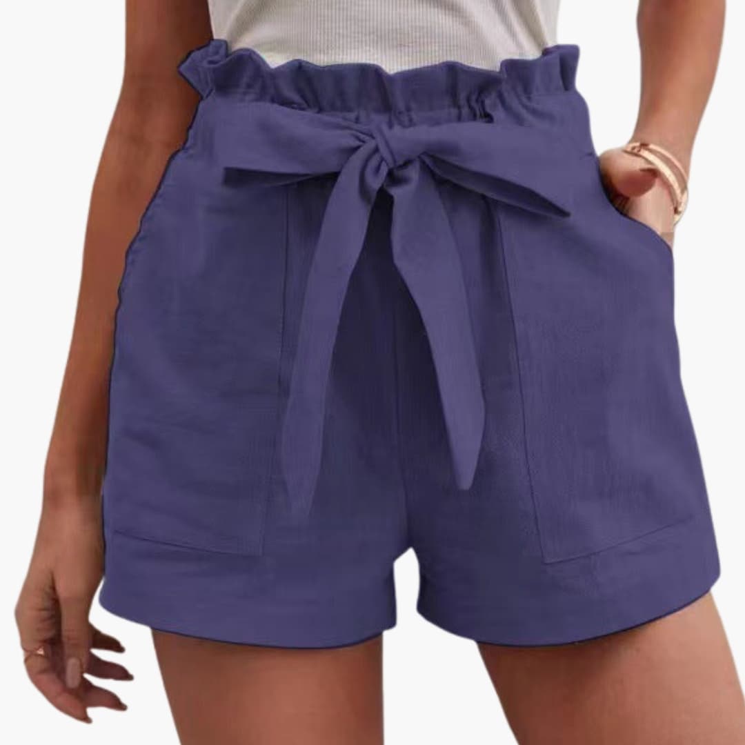 Damen Shorts Gerade Passform Freizeit mit Bindegürtel und breitem Bund