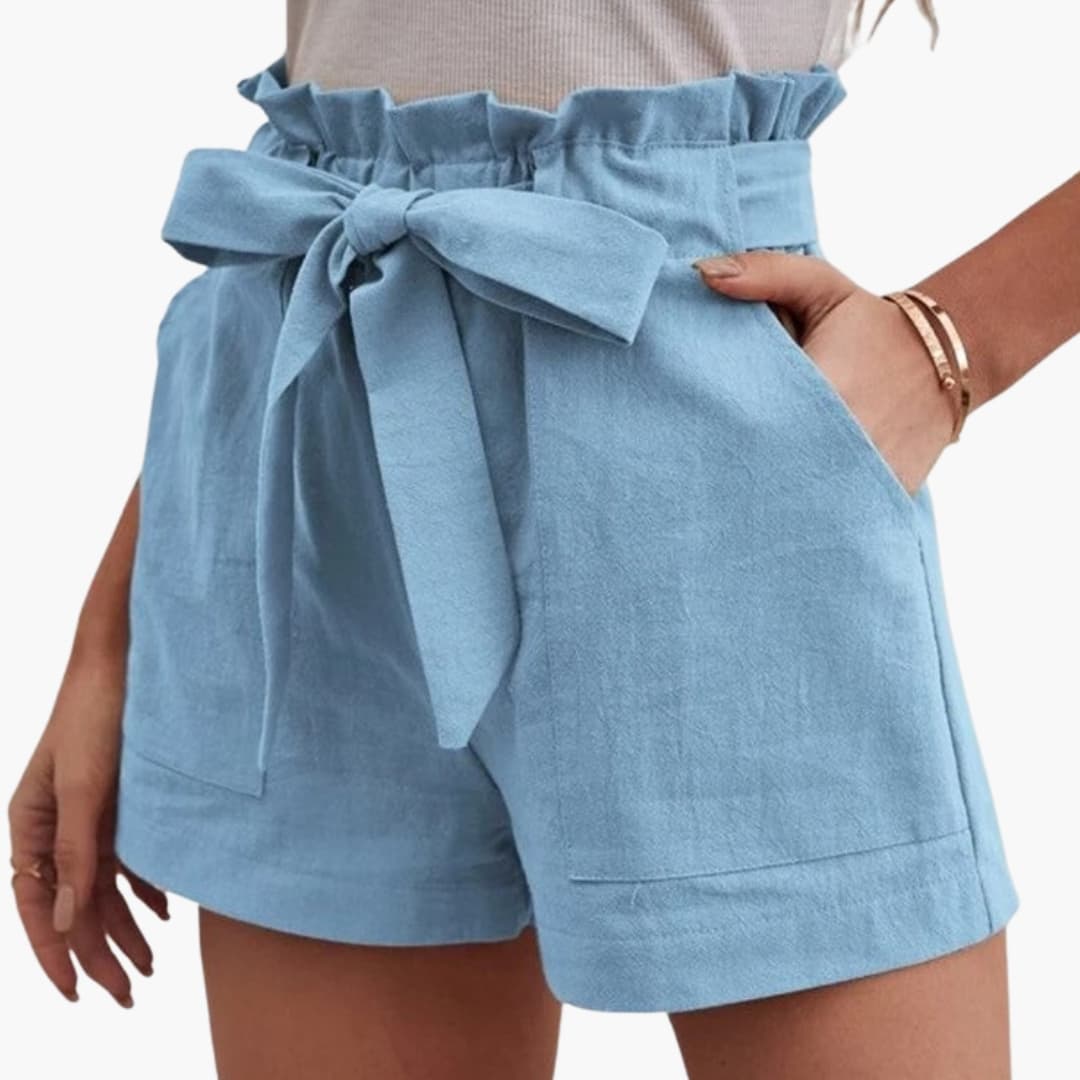 Damen Shorts Gerade Passform Freizeit mit Bindegürtel und breitem Bund