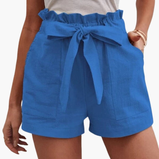 Damen Shorts Gerade Passform Freizeit mit Bindegürtel und breitem Bund