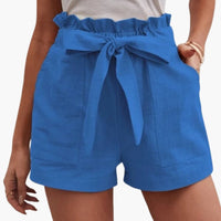 Damen Shorts Gerade Passform Freizeit mit Bindegürtel und breitem Bund