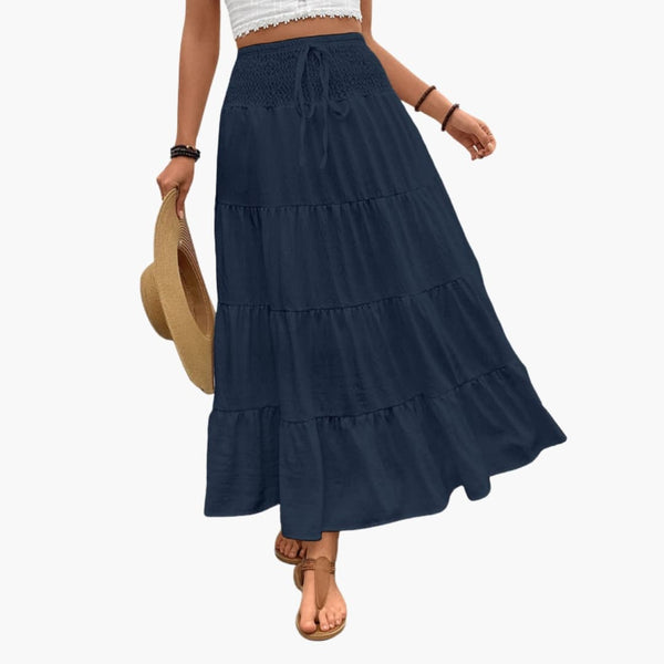 Damen Maxirock Regular Fit Freizeit mit elastischem Bund und Rüschen