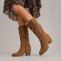 Damen Cowboy-Stiefeletten Knöchelhoch mit Fransen und Nieten
