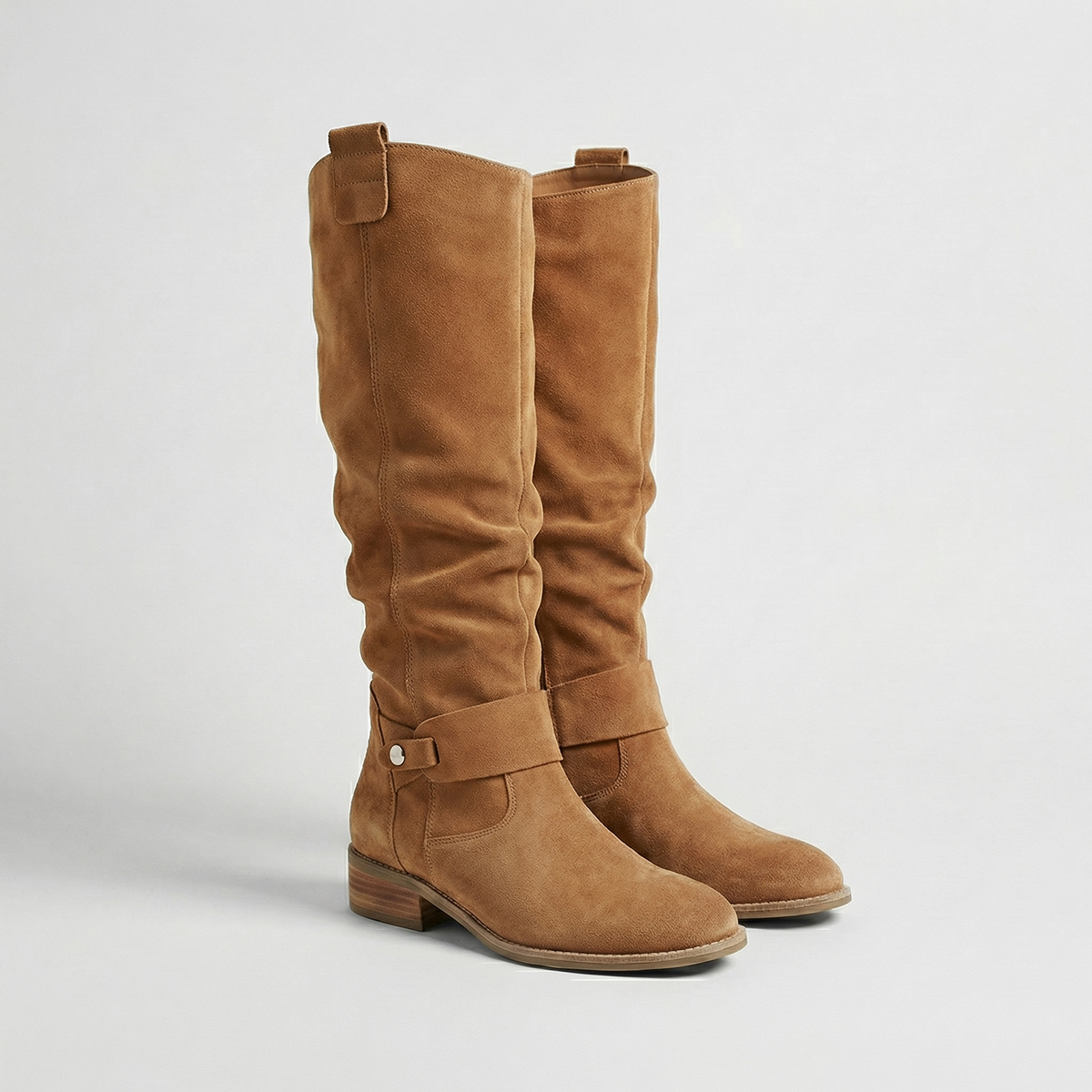 Damen Slouch-Stiefel Knielang mit niedrigem Absatz