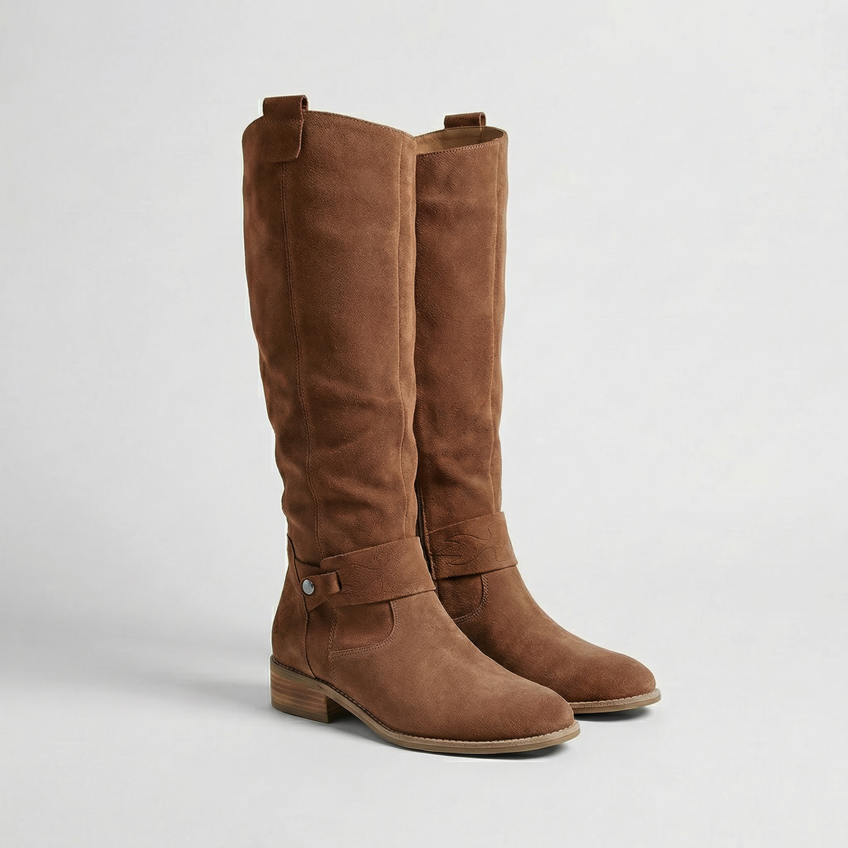 Damen Slouch-Stiefel Knielang mit niedrigem Absatz