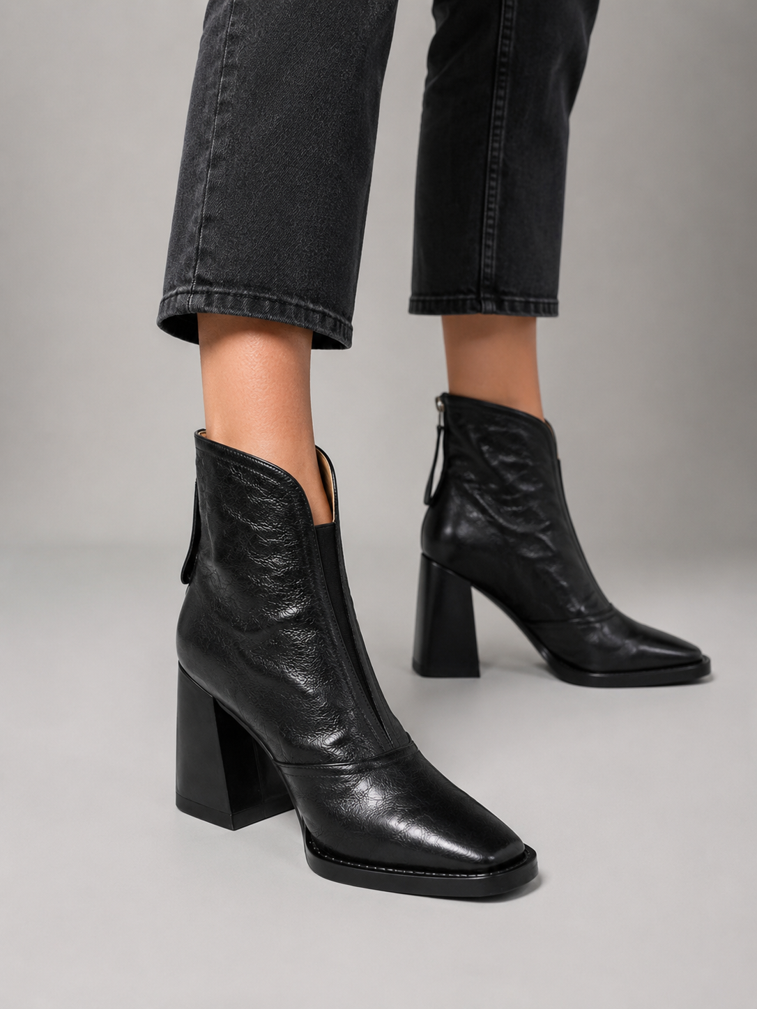 Damen Stiefeletten Blockabsatz Elegant Alltag