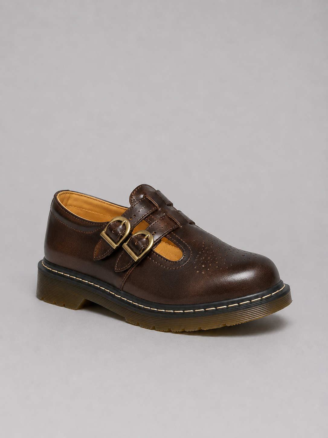 Damen Mary Jane Ballerinas mit Doppelriemen und Chunky-Sohle