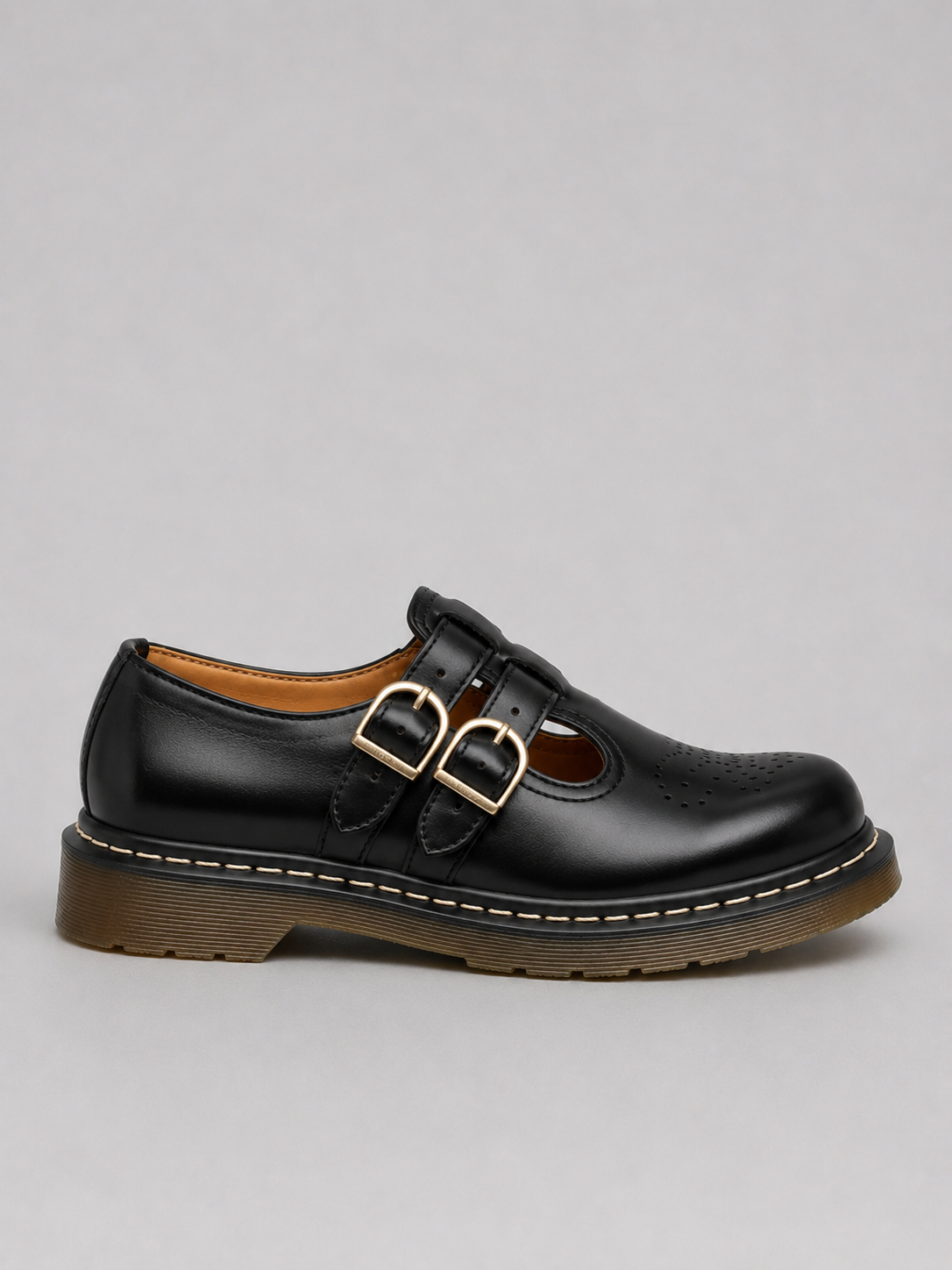 Damen Mary Jane Ballerinas mit Doppelriemen und Chunky-Sohle