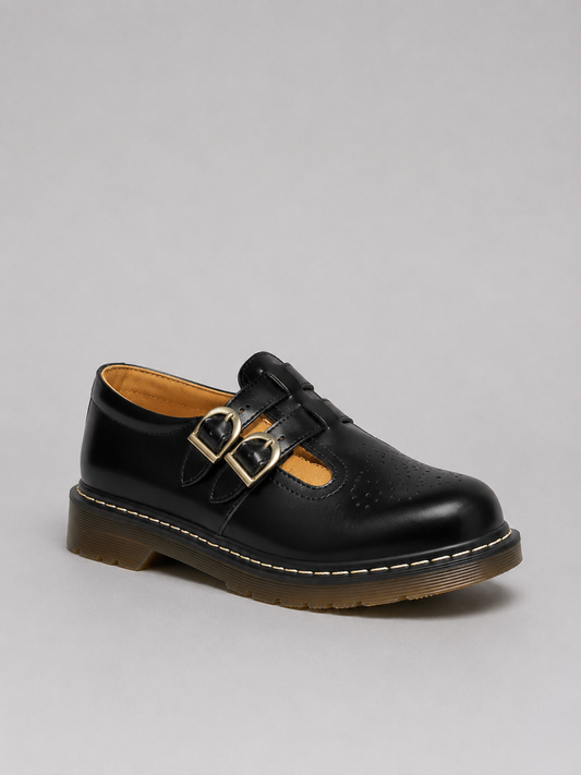 Damen Mary Jane Ballerinas mit Doppelriemen und Chunky-Sohle