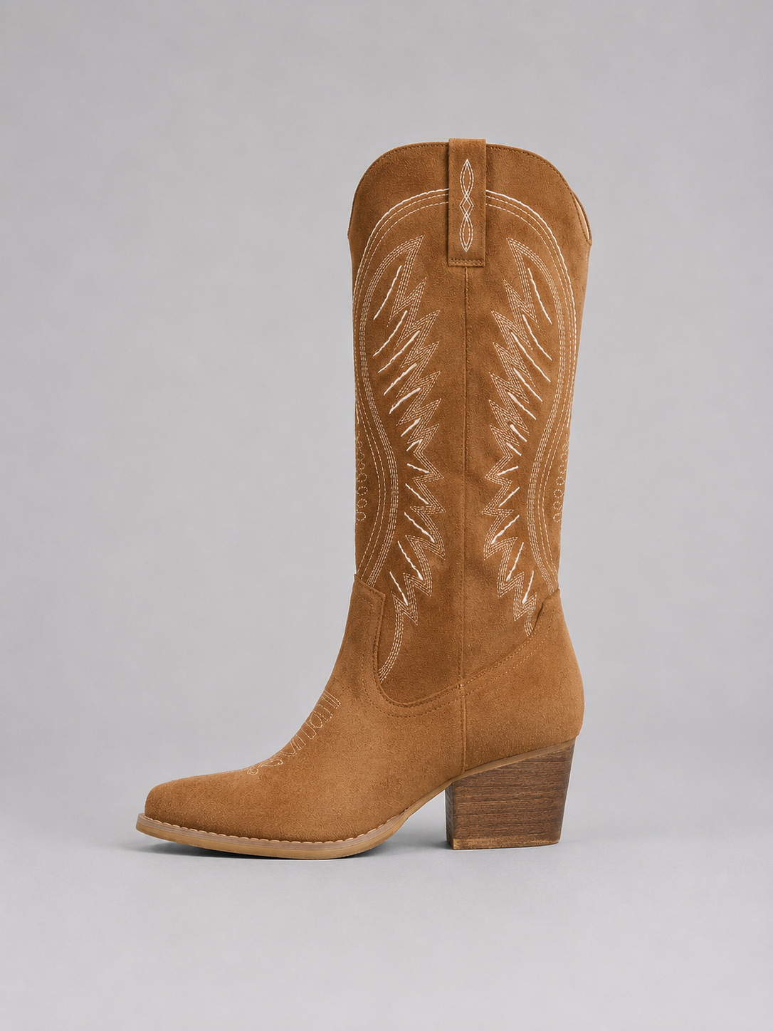 Damen Cowboystiefel Spitz mit Stickerei und Blockabsatz