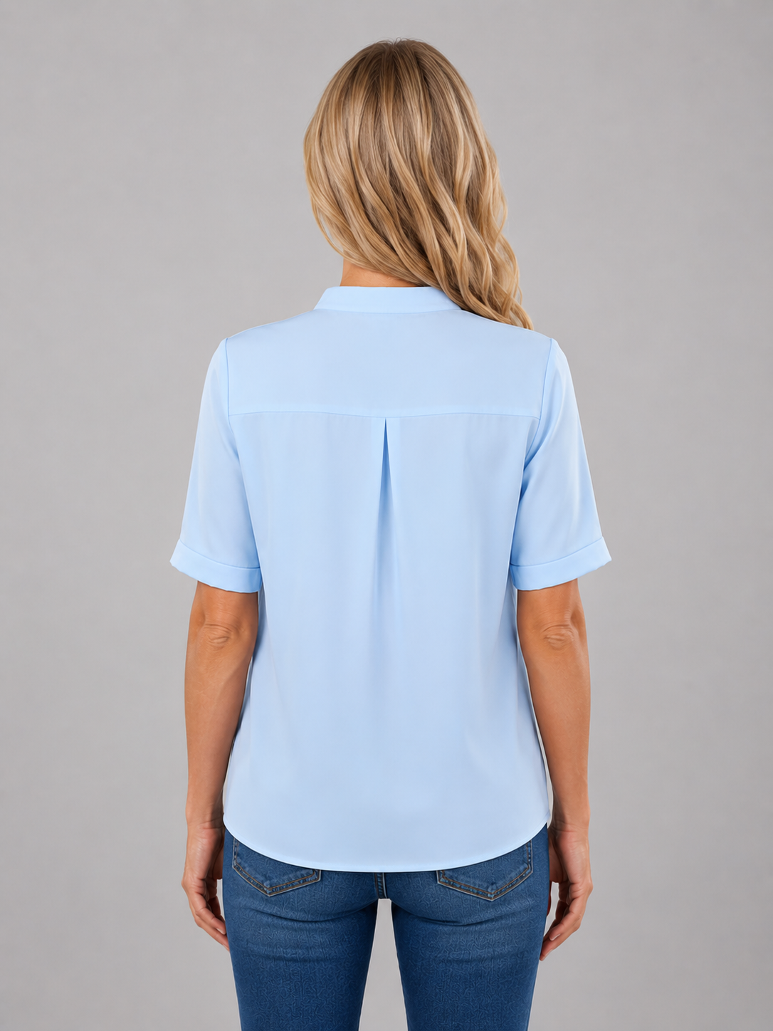 Damen Bluse Relaxed Fit mit V-Ausschnitt und Halbärmeln