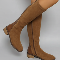 Damen Knöchelhohe Stiefel Wildleder-Look mit Blockabsatz