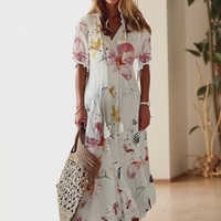 Katrina | Boho Print V‑Ausschnitt Sommer‑Maxikleid – Elegant & Luftig