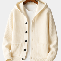 Damen Cardigan Relaxed Fit mit Kapuze und Rippstrickstruktur