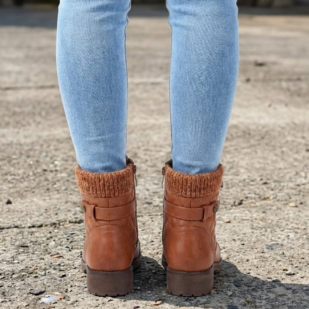 Damen Stiefeletten mit seitlichem Reißverschluss und Blockabsatz