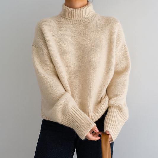 Damen Rollkragenpullover Oversize mit lockeren Ärmeln