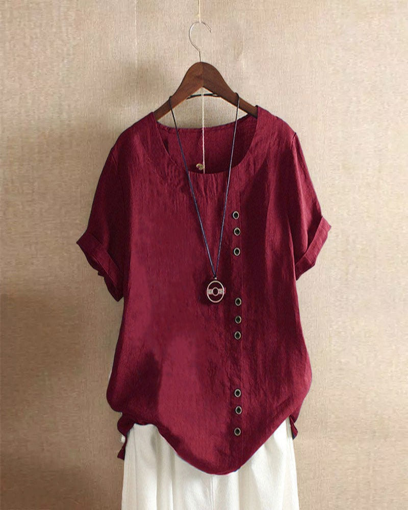 Damen Bluse Regular Fit Kurzarm Casual Elegant