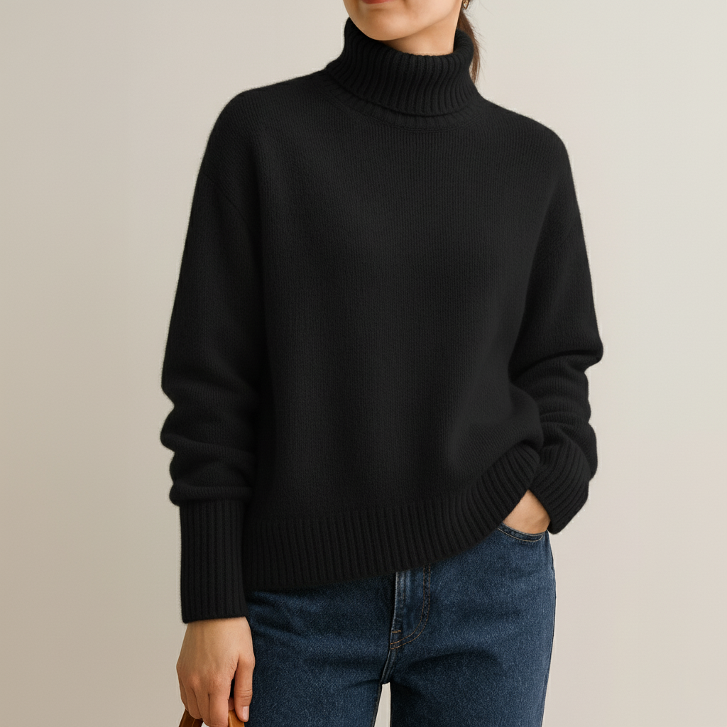 Damen Rollkragenpullover Oversize mit lockeren Ärmeln