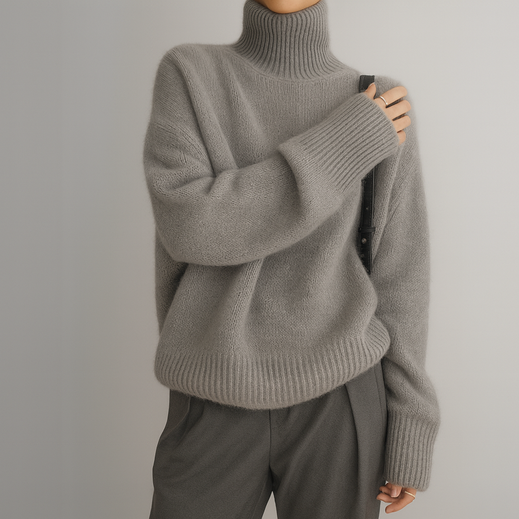 Damen Rollkragenpullover Oversize mit lockeren Ärmeln
