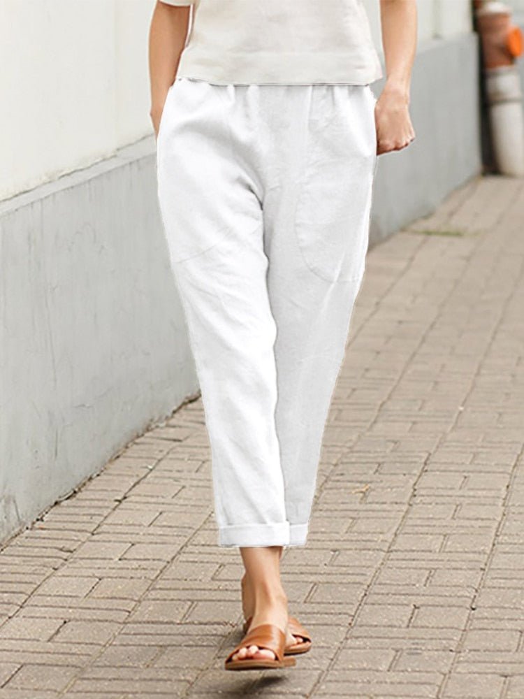 Damen Leinenhose Relaxed Fit Casual Freizeit Elegant