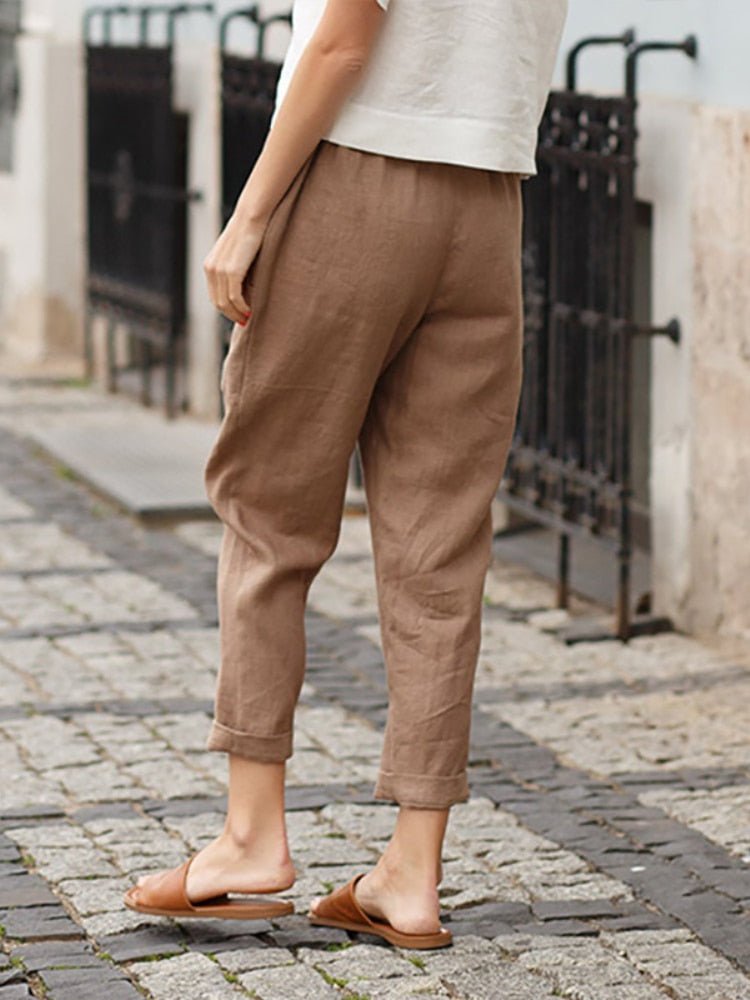 Damen Leinenhose Relaxed Fit Casual Freizeit Elegant