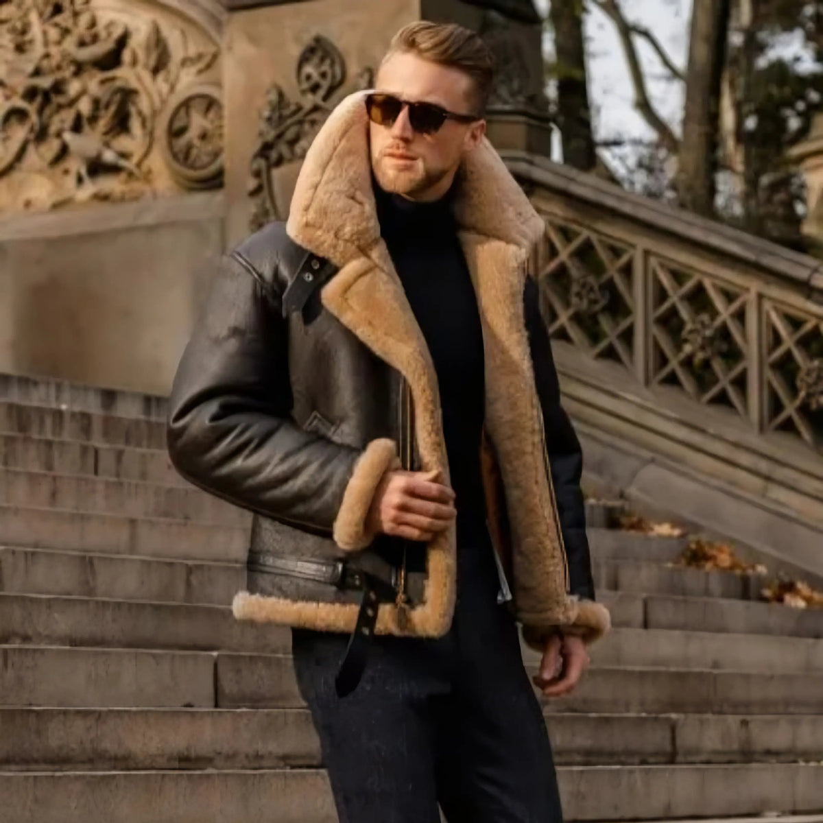 Pilotenjacke Herren Regular Fit Freizeit Winter