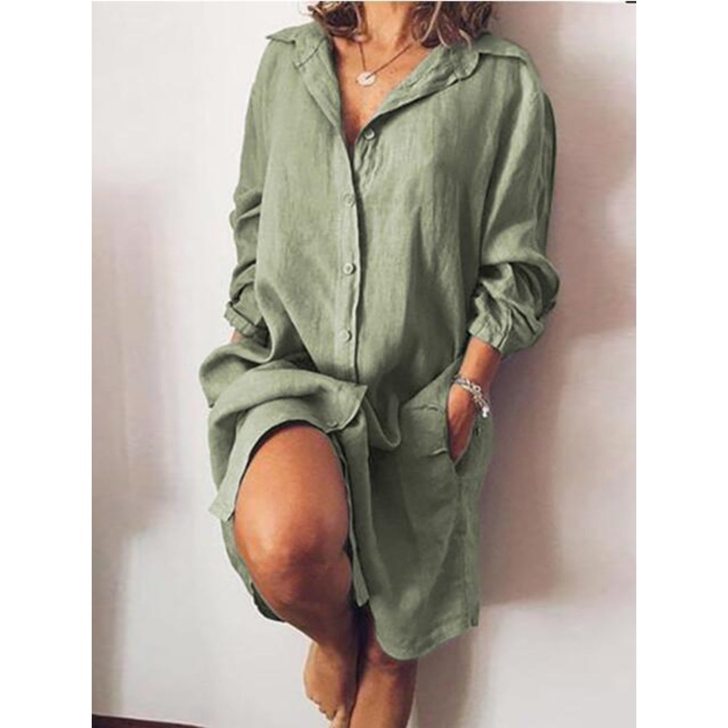 Sarine | Longshirt Dress - Damen Hemdkleid mit Knöpfen & Reverskragen – Luftig, Elegant & Vielseitig