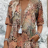 Porsha | Damen Midikleid mit Farbverlauf & V-Ausschnitt | Sommerkleid mit halben Ärmeln im Casual-Chic Stil
