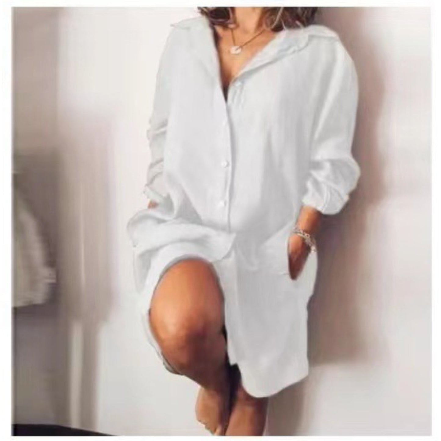 Sarine | Longshirt Dress - Damen Hemdkleid mit Knöpfen & Reverskragen – Luftig, Elegant & Vielseitig