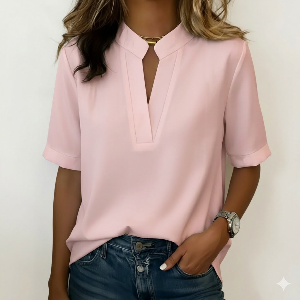 Damen Bluse Regular Fit Elegant mit raffiniertem Kragen