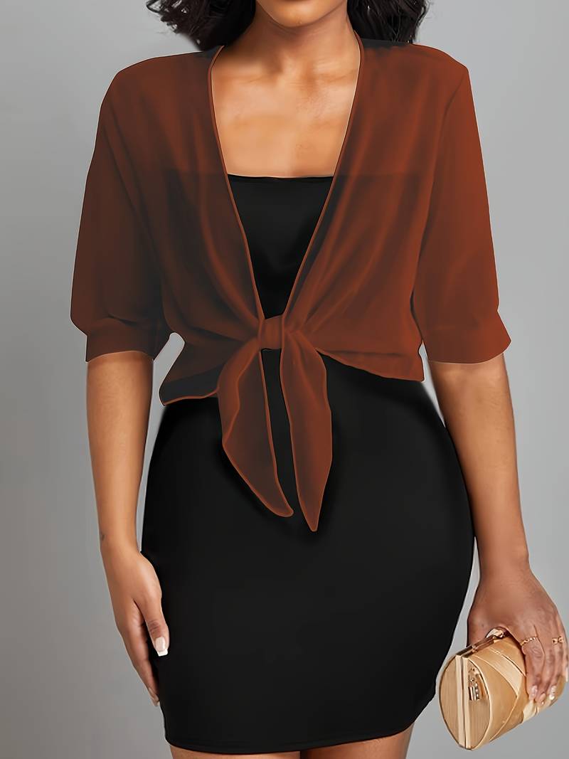 Damen Transparenter Cardigan Relaxed Fit mit Bindeband