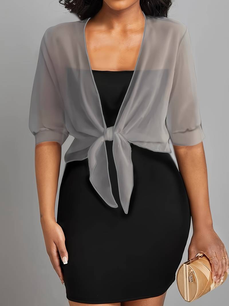 Damen Transparenter Cardigan Relaxed Fit mit Bindeband