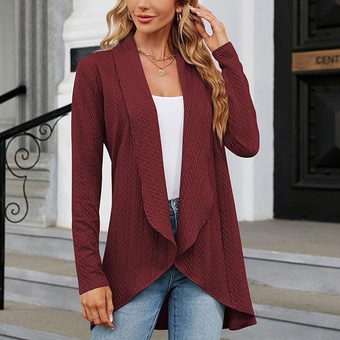 Damen Drapierter Cardigan Regular Fit Freizeit