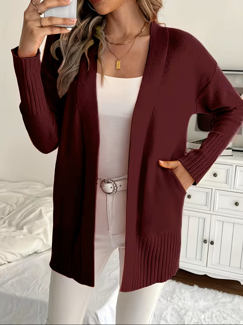 Damen Cardigan Relaxed Fit Casual Elegant Fließend