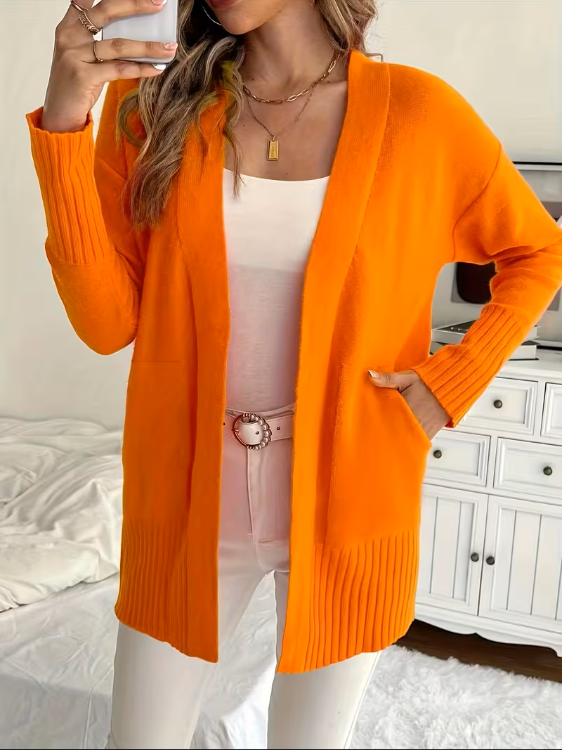 Damen Cardigan Relaxed Fit Casual Elegant Fließend