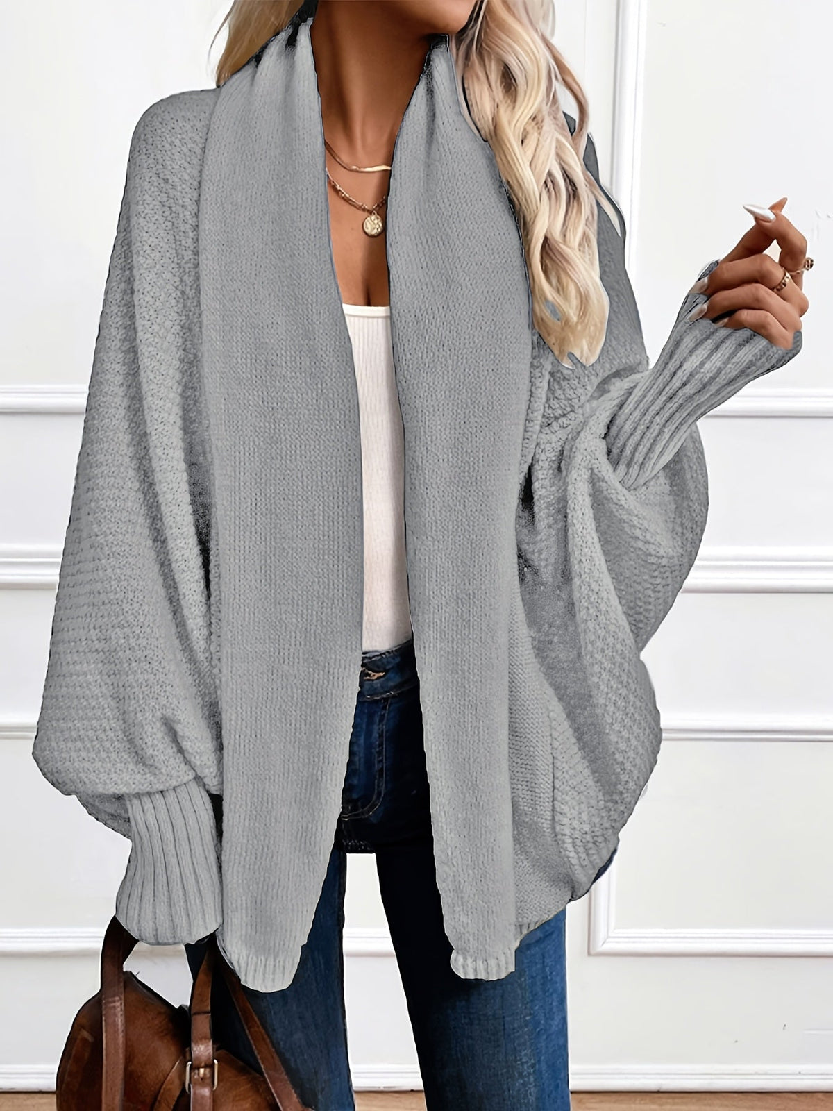 Damen Cardigan Relaxed Fit Freizeit mit elegantem Shawl-Kragen