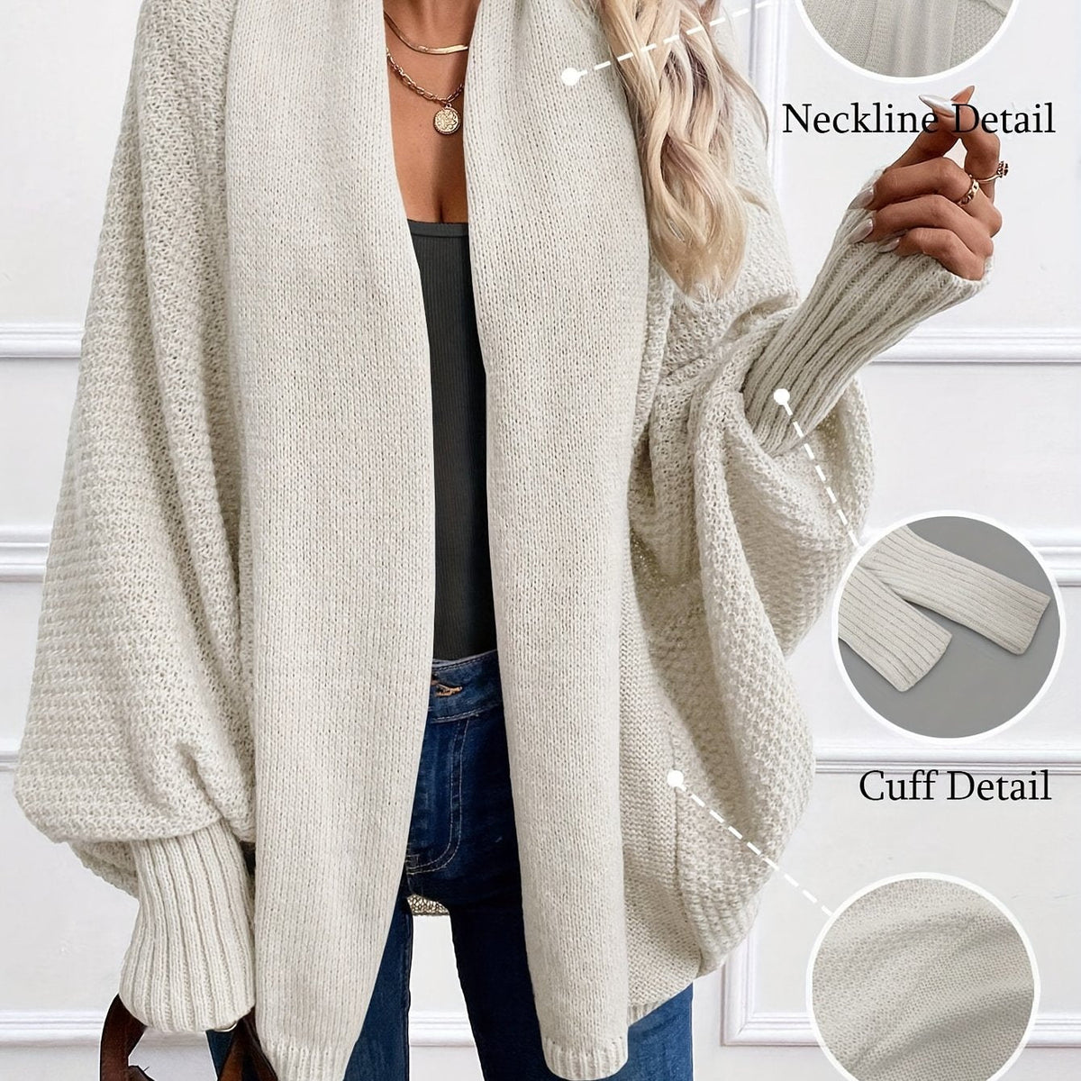 Damen Cardigan Relaxed Fit Freizeit mit elegantem Shawl-Kragen
