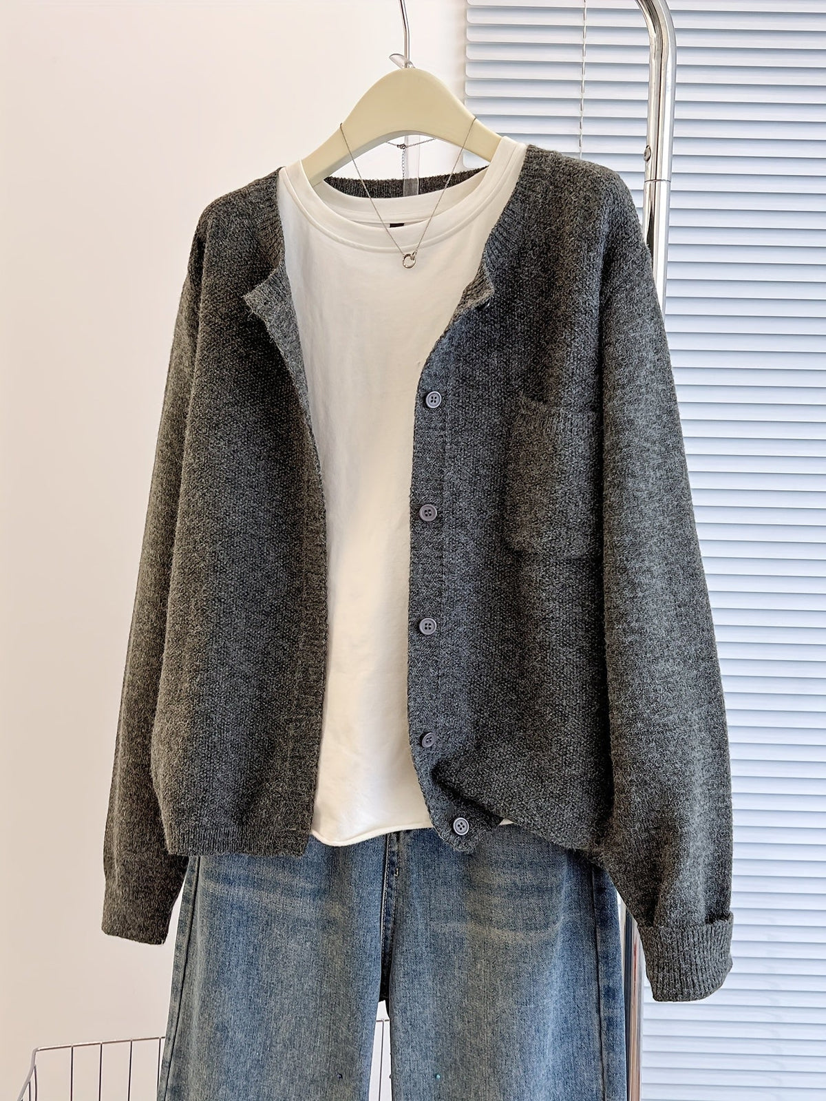 Damen Cardigan Slim Fit Elegant Freizeit Knopfleiste