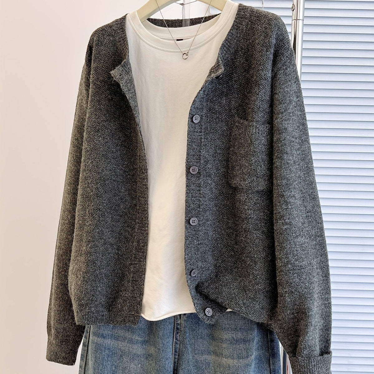 Damen Cardigan Slim Fit Elegant Freizeit Knopfleiste