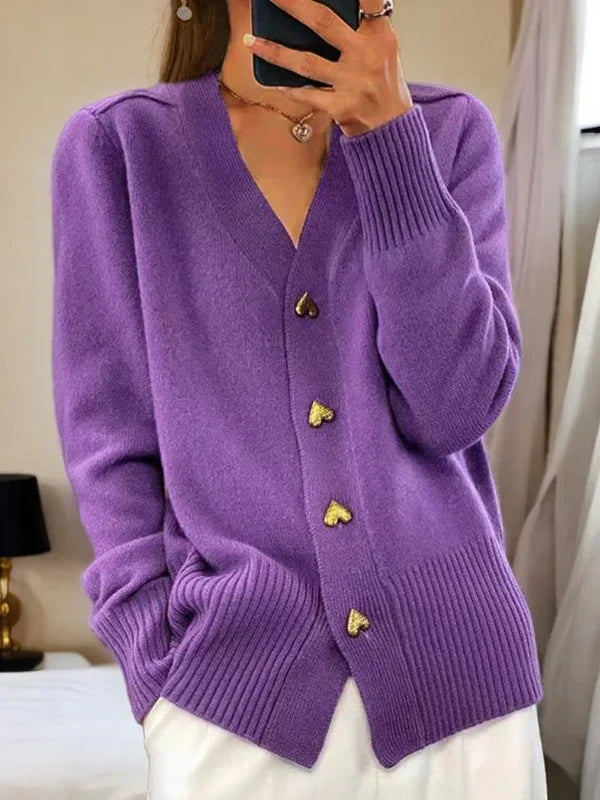 Damen Cardigan Regular Fit Casual mit romantischen Knöpfen