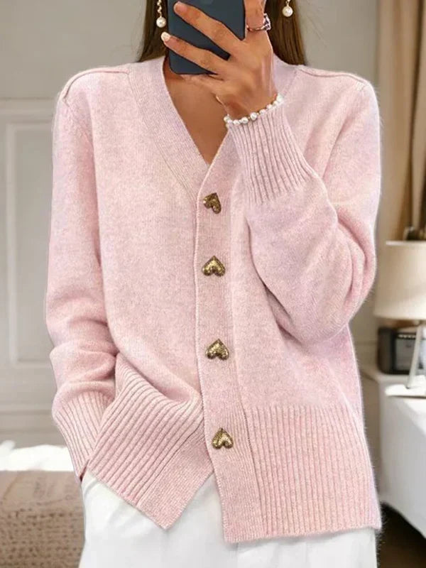 Damen Cardigan Regular Fit Casual mit romantischen Knöpfen